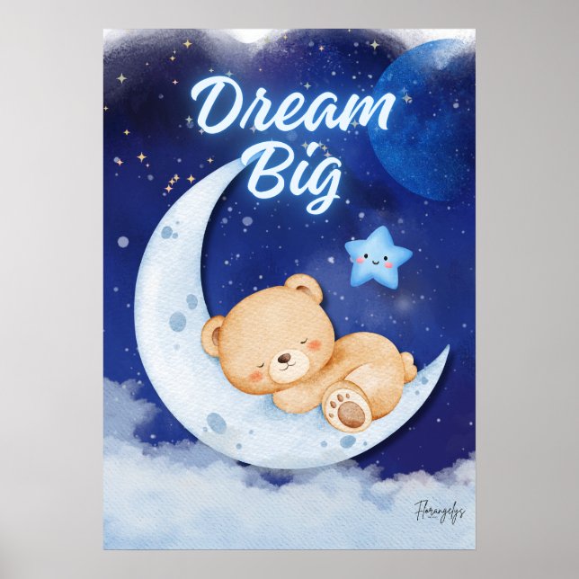 Póster Teddy Bear printable wall art poster-dream big (Frente)