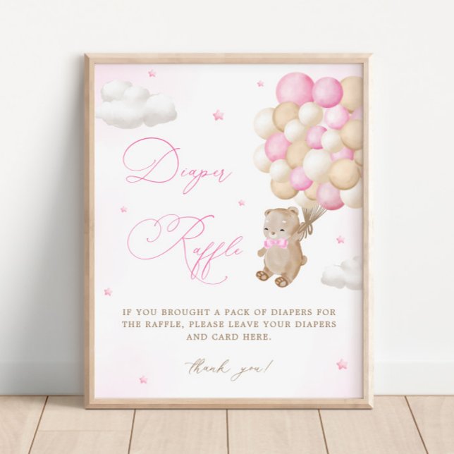 Póster Teddy Bear Rosa Baby Shower Diaper Raffle (Subido por el creador)