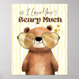 Póster Teddy bear wall art I love you beary much poster