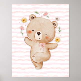 Póster Teddy bear wall art poster Happy dance poster