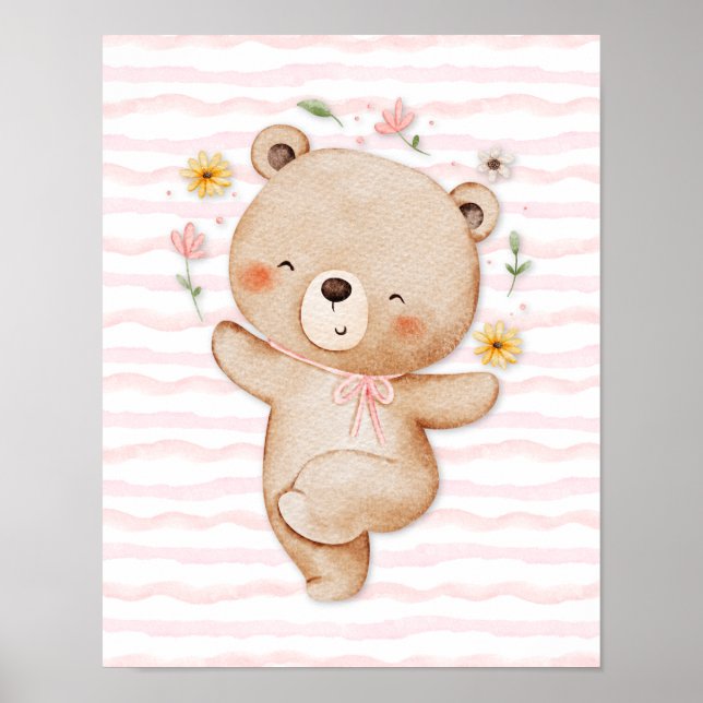 Póster Teddy bear wall art poster Happy dance poster (Frente)
