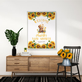 Póster Teddy Bear y Sunflowers Baby Shower