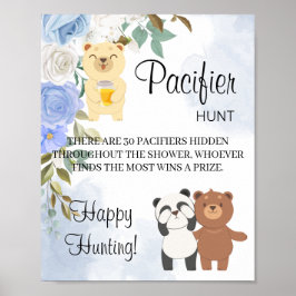 Póster Teddy Bears Pacifier Hunt Baby Shower Game Rótulo