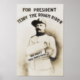 Póster Teddy El Viajero Duro - Para Presidente - 1904