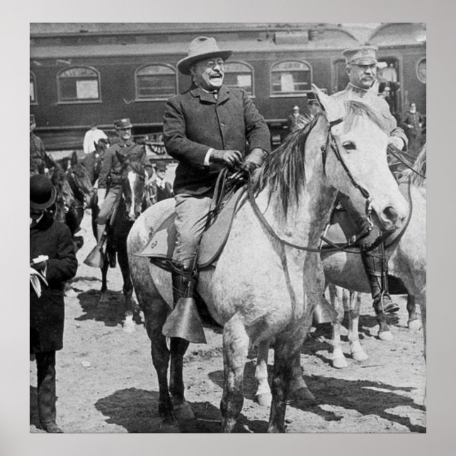 Póster Teddy Roosevelt a caballo en Yellowstone (Frente)