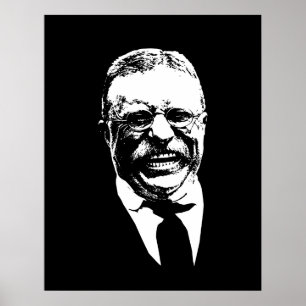 Póster Teddy Roosevelt — Blanco y negro