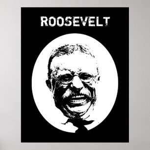 Póster Teddy Roosevelt — Blanco y negro