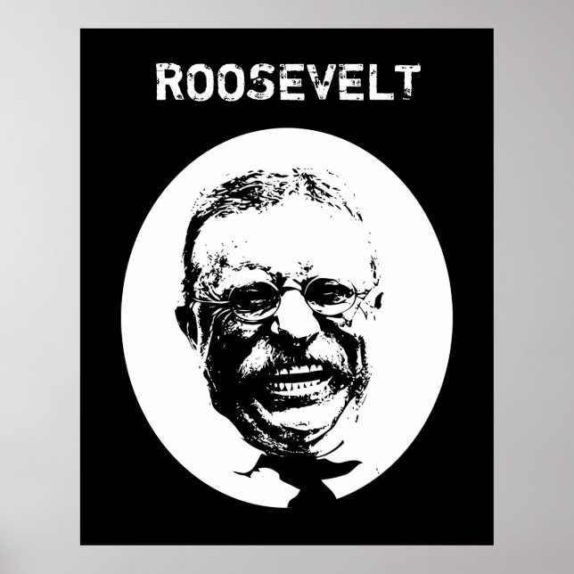 Póster Teddy Roosevelt — Blanco y negro (Frente)