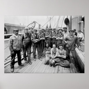 Póster Teddy Roosevelt con Crew, a principios del siglo X