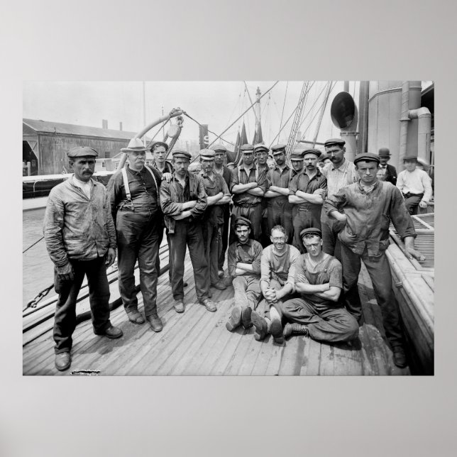 Póster Teddy Roosevelt con Crew, a principios del siglo X (Frente)