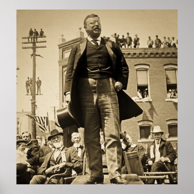 Póster Teddy Roosevelt Habla Vintage 1905 (Frente)
