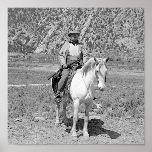 Póster Teddy Roosevelt Sobre La Caza A Caballo (Frente)