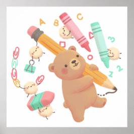 Póster Teddy's Back to School Illustration