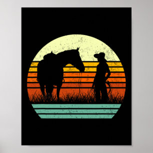 Póster Tee De Amante De Caballos Retro Para Mujeres Y Cam