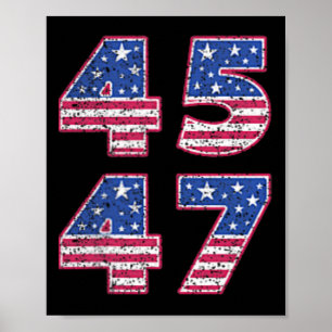 Póster Tee De Bandera De Trump 2024 Vintage 45 47 Para Mu