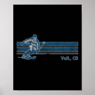 Póster Tee de esquí de vela retro colorado vintage