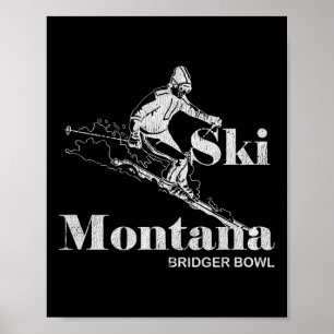 Póster Tee de esquí Retro Montana Bridger Bowl