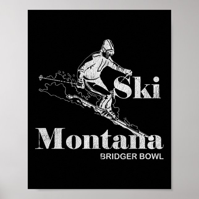 Póster Tee de esquí Retro Montana Bridger Bowl (Frente)
