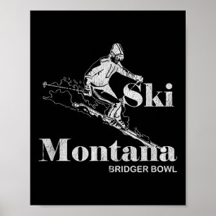 Póster Tee de esquí Retro Montana Bridger Bowl