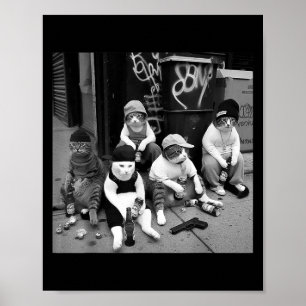 Póster Tee mexicano de gangster, gracioso gato de gangste