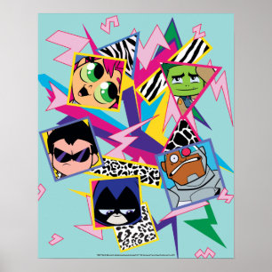 Póster Teen Titans Go!   Retro 90's Group Collage