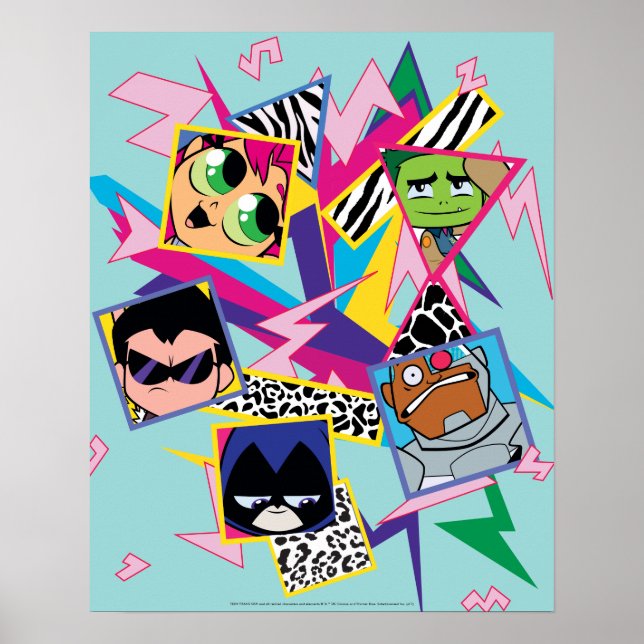 Póster Teen Titans Go! | Retro 90's Group Collage (Frente)