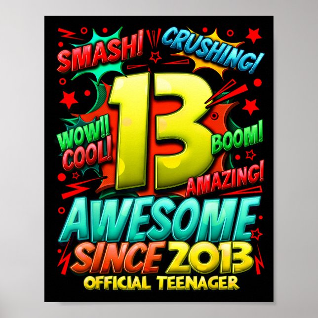 Póster Teenager 13 Year Old Boys 13th Birthday Boy  (Frente)