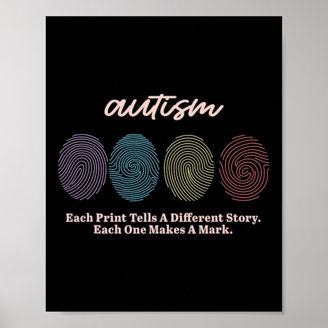 Póster Tees de autismo de huellas digitales (Frente)