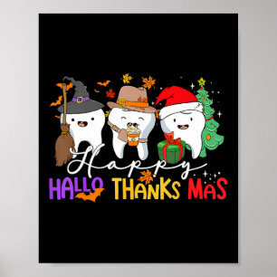 Póster Teeth Halloween Navidades de Acción de Gracias Niñ
