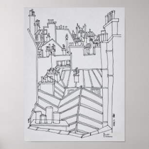 Póster Tejados de París, Francia