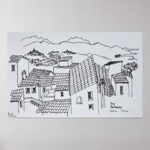 Póster Tejados de Sant'Antonino Córcega, Francia