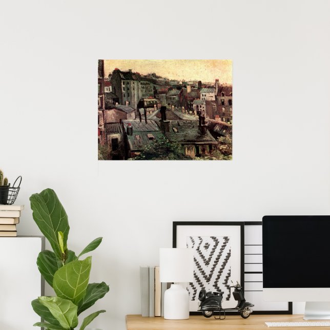 Póster Tejados y traseras de casas de Vincent van Gogh (Oficina en casa)