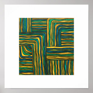 Póster Tejido de color azul verde-Arte de tinta abstracta