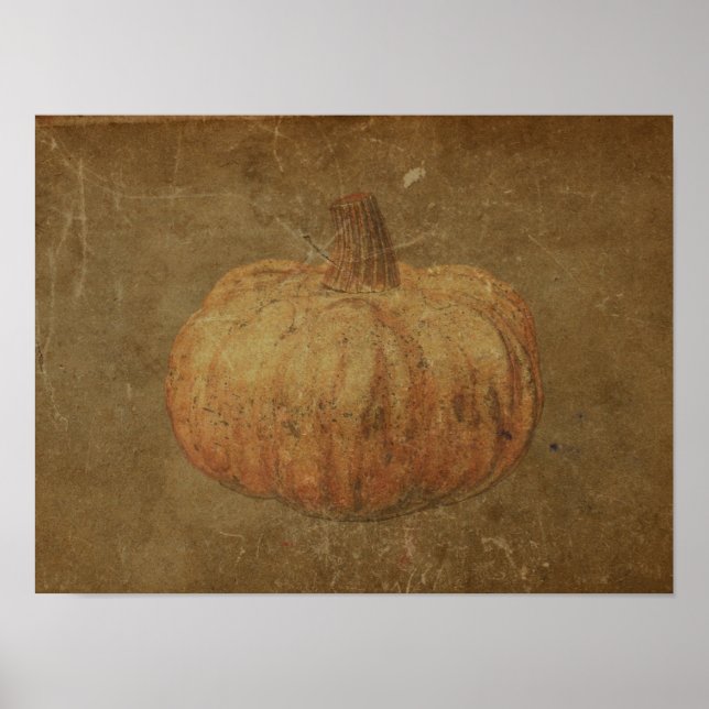 Póster Tejido de otoño del Naranja antiguo de calabaza (Frente)