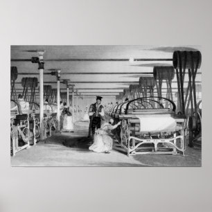 Póster Tejido de Power Loom, grabado por J. Tingle, 1835
