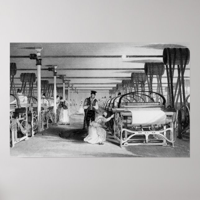Póster Tejido de Power Loom, grabado por J. Tingle, 1835 (Frente)