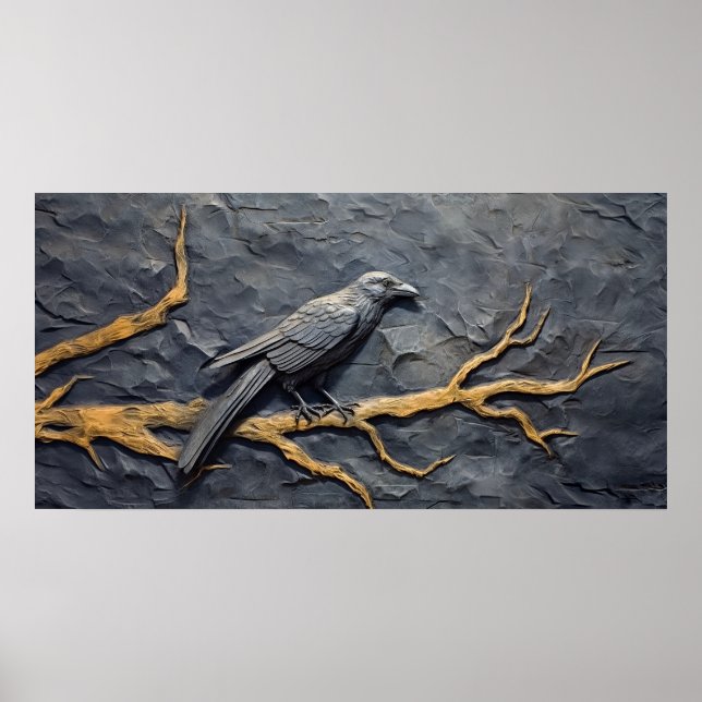 Póster Tejido encaramado en relieve de bajorrelieve en un (Frente)