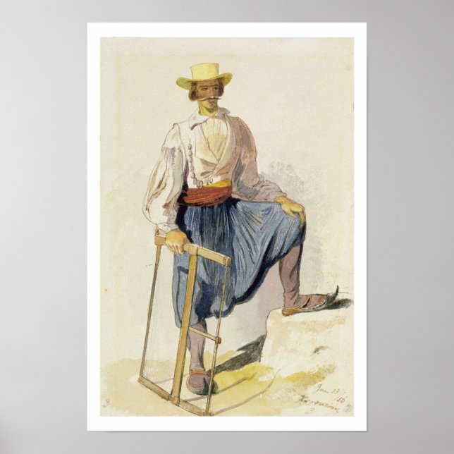 Póster Tejido griego, 13 de junio de 1856 (pluma, tinta y (Frente)
