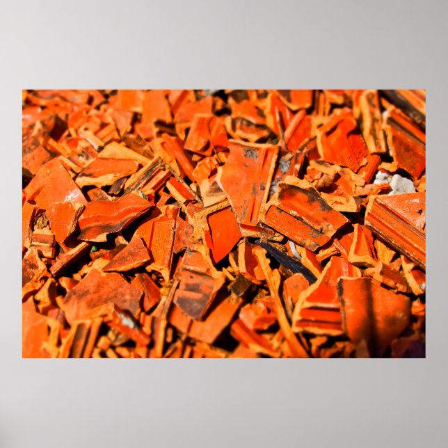 Póster Tejidos de azulejos de ladrillo rojo paneles de te (Frente)