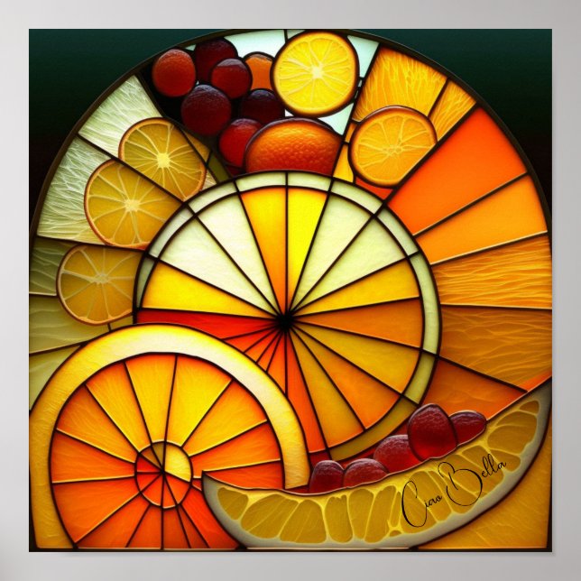 Póster Tejidos de Naranja de vidrio templado (Frente)