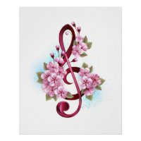 Tejidos musicales notas de colores con flores de S