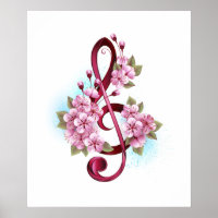 Tejidos musicales notas de colores con flores de S