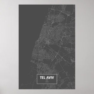 Póster Tel Aviv, Israel (blanco en negro)