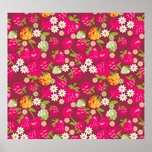 Póster Tela de Berry: Profunda Red Seamless