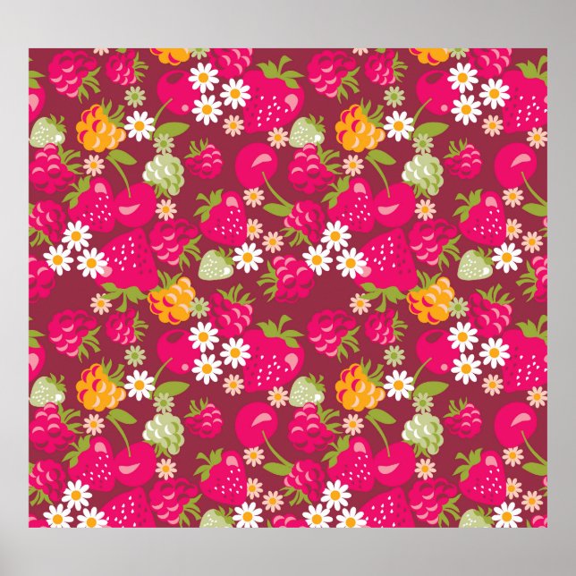 Póster Tela de Berry: Profunda Red Seamless (Frente)