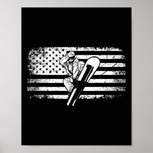 Póster Tela de snowboard de bandera estadounidense - Snow