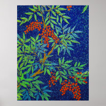 Tela japonesa vintage - Berries y hojas