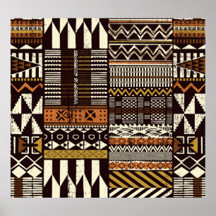 Póster tela tribal africana, vintage abstracto.