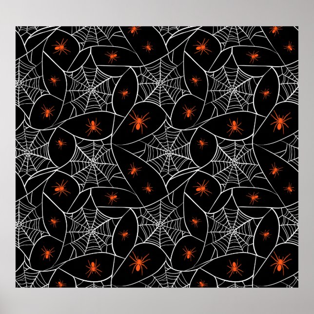 Póster telaraña de Halloween y fondo de arañas. (Frente)