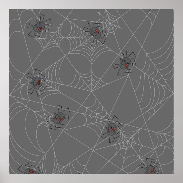 Póster telaraña y calabazas de Halloween (Frente)
